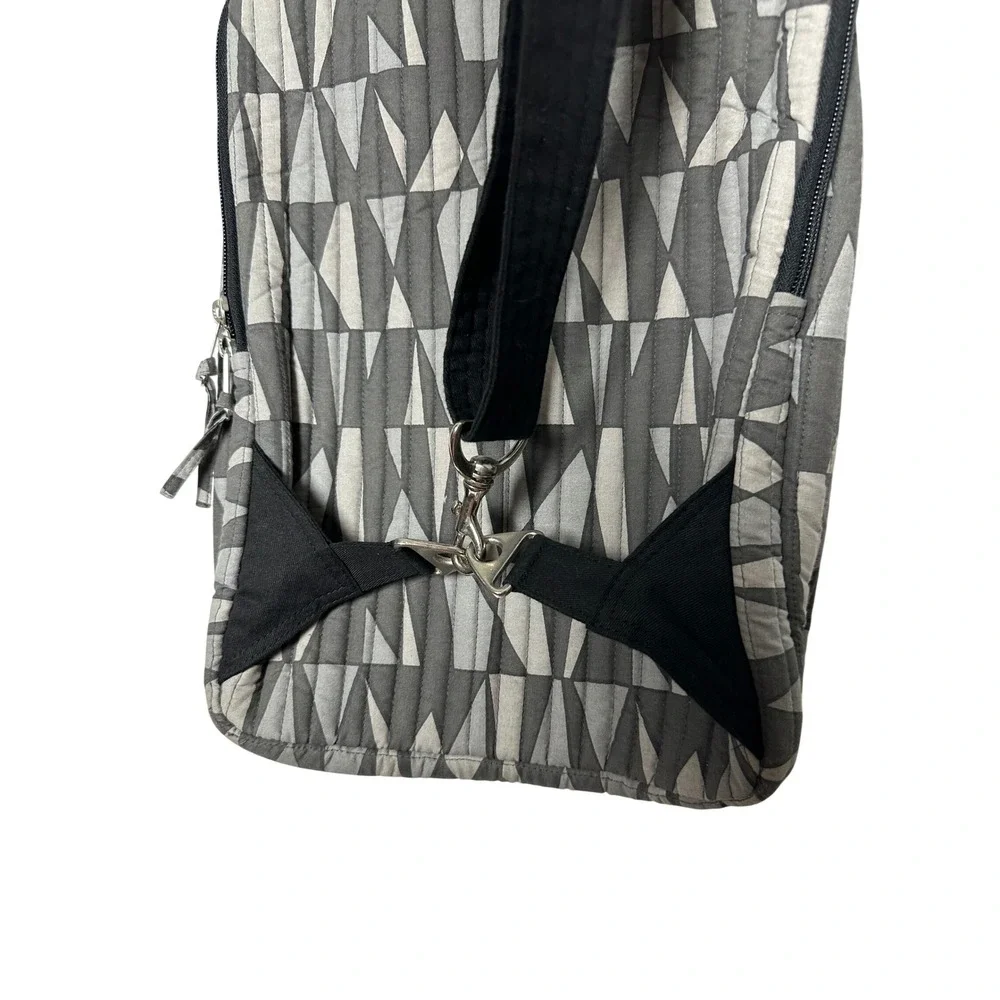 Company Kids Quilted Sling Backpack Grey Geometric Triangle Print Cotton Bag